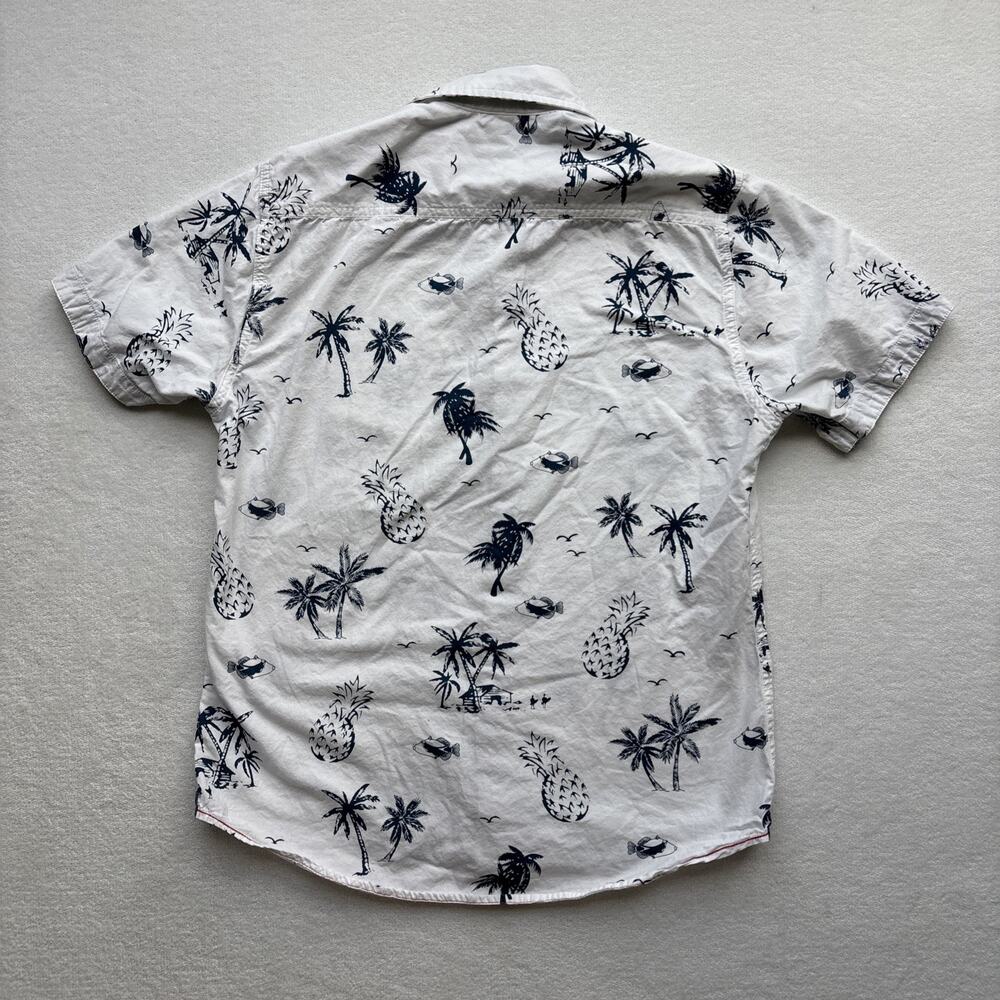 Burnside‎ Men Hawaiian Shirt Medium Short Sleeve Palm Tree Pineaple Fish - Picture 12 of 14